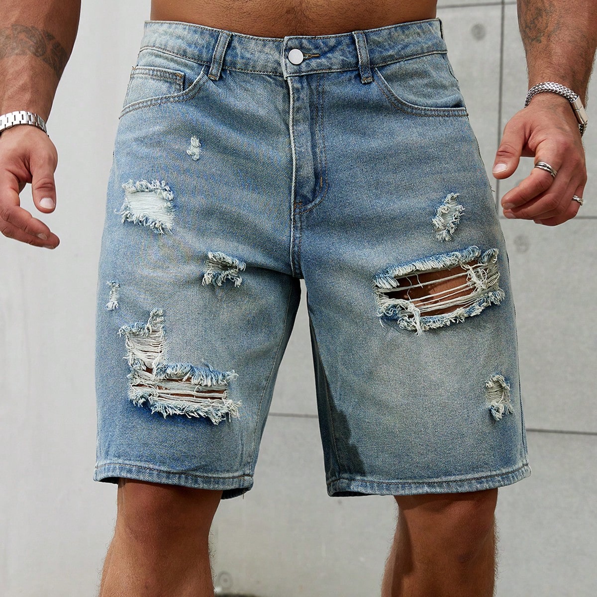 New Fashion Mens Ripped Short  - Streetwear Brands 评论和价格